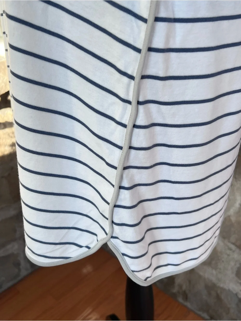 Size M LAKE Pima cotton Blue & White Striped nightgown - Picture 6 of 12